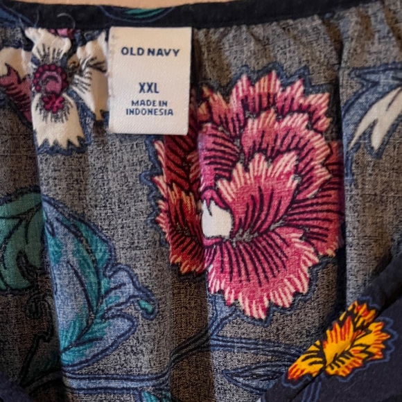 Old Navy blue and colorful flower print tunic, size XXL. - Picture 2 of 5